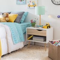 Velador 1 Cajón(es) Oslo 50x49x39 cm Blanco/Roble