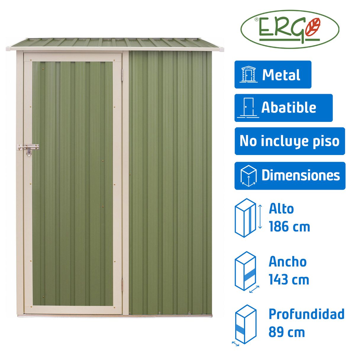 ERGO - Bodega de jardín 143x89x186 cm