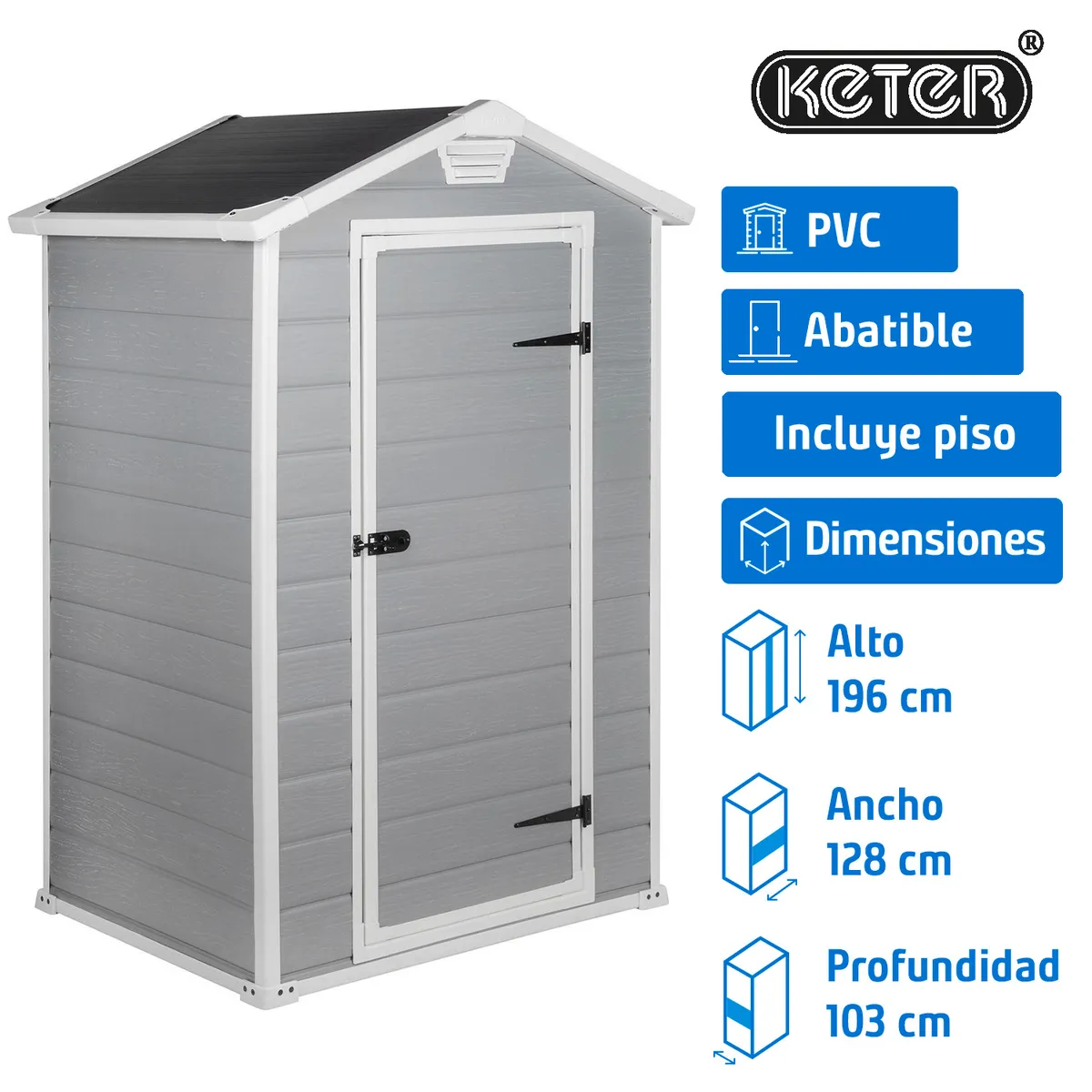 KETER - Bodega de Jardín Premium Manor Gris 196x128x103 cm