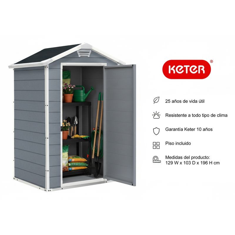 KETER - Bodega para jardín Manor Gris 196x128x103 cm