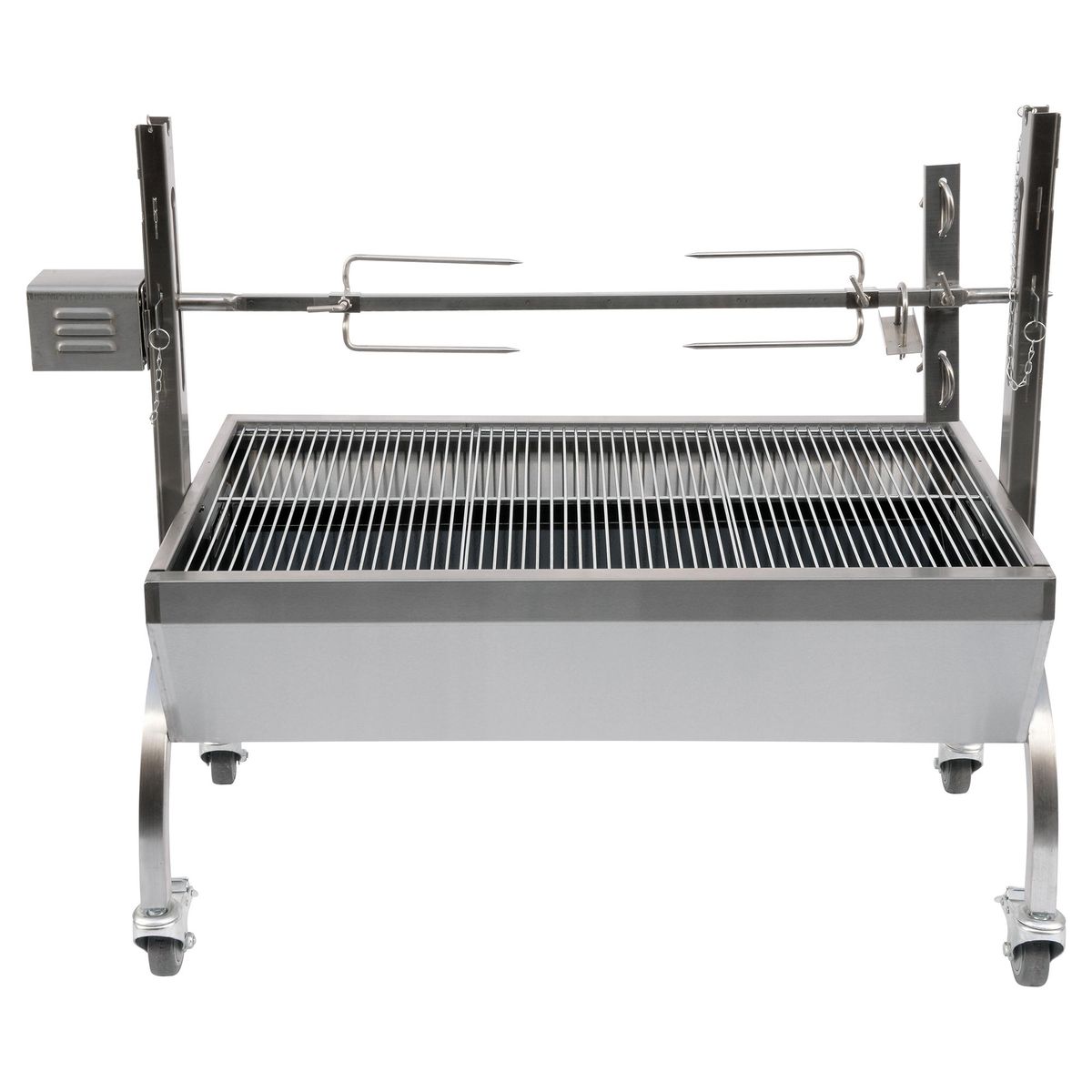 ALBIN TROTTER - Parrilla a Carbón con Espiedo y Ruedas Metal