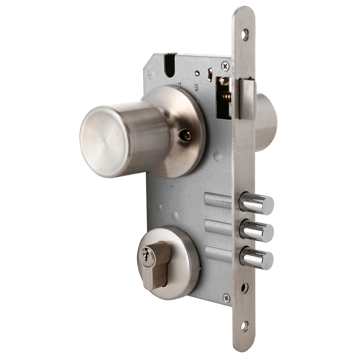 ODIS - Cerradura de embutir con pomo 205 para puerta principal plateado