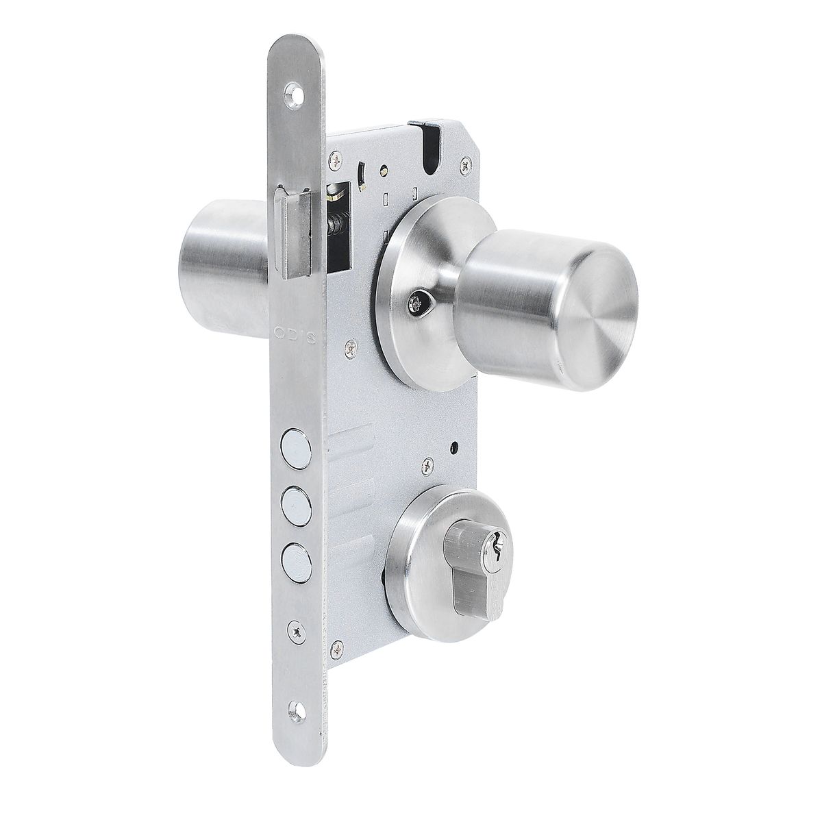 ODIS - Cerradura de embutir con pomo 205 para puerta principal plateado