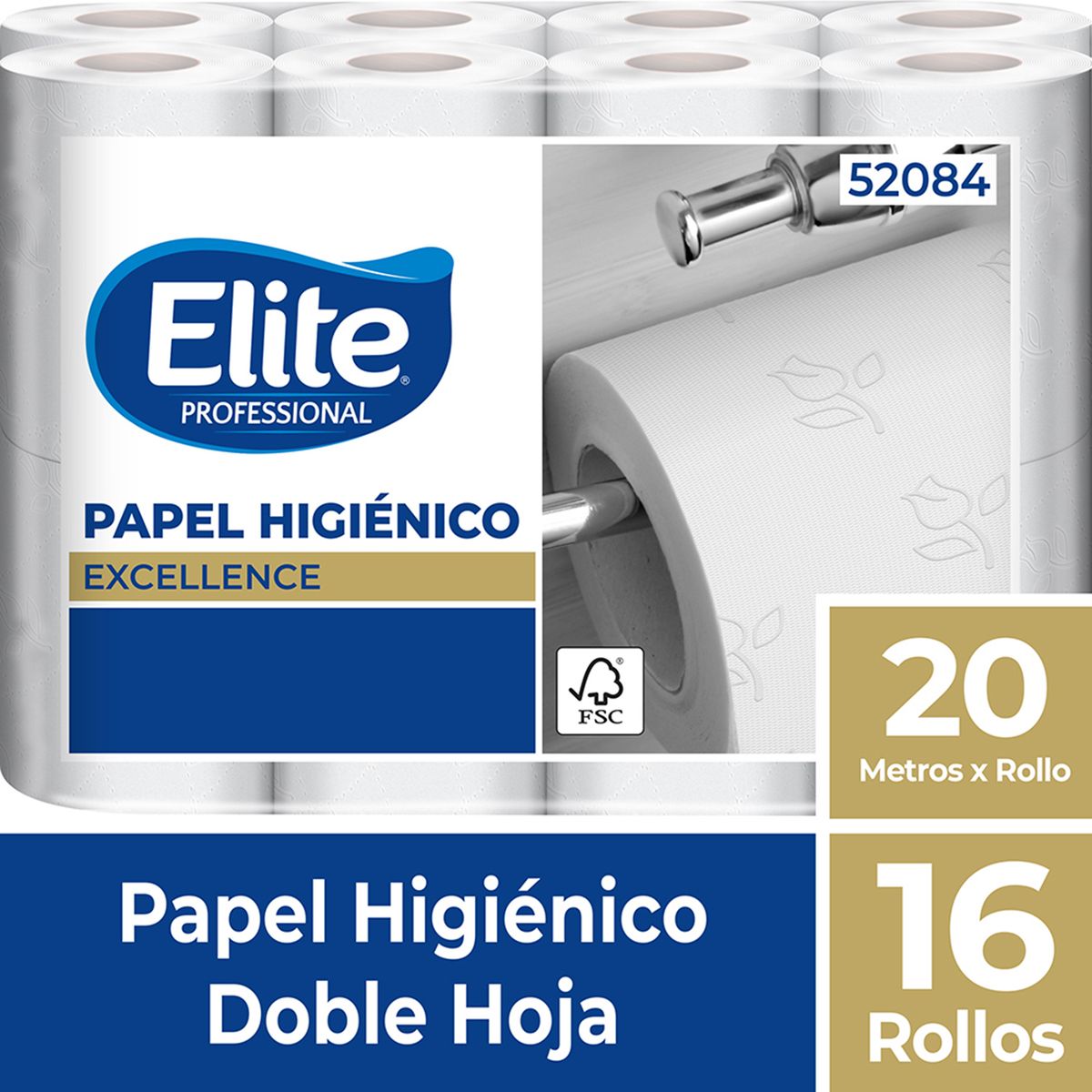 ELITE - Papel Higiénico Doble hoja 16 Rollos x 20 m
