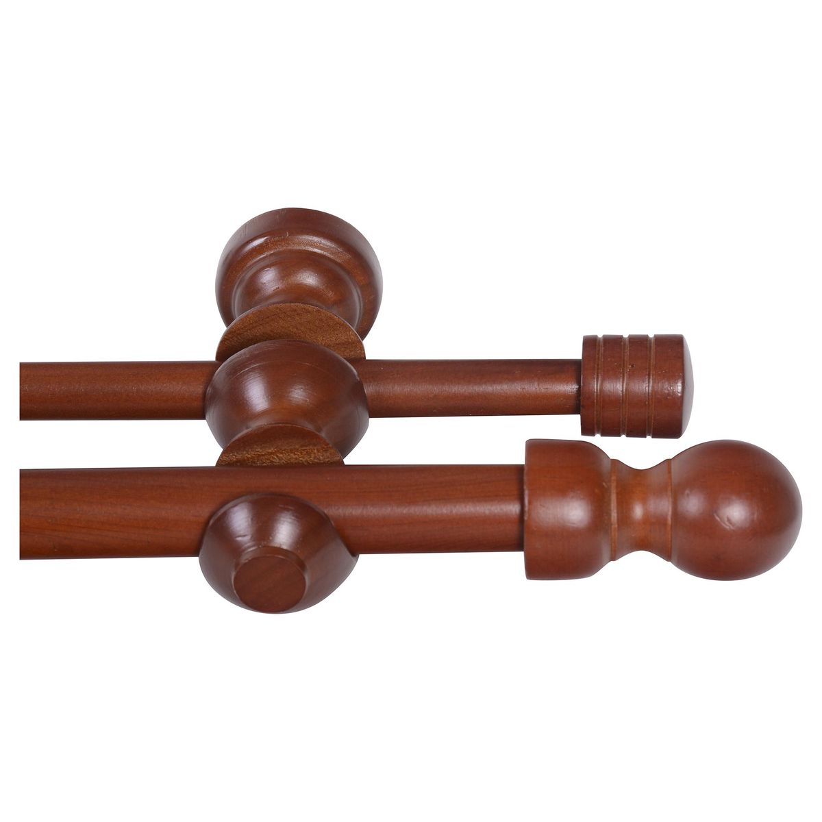 JUST HOME COLLECTION - Set de Barra Cortina Doble 28/19 mm 150 cm Madera Chocolate
