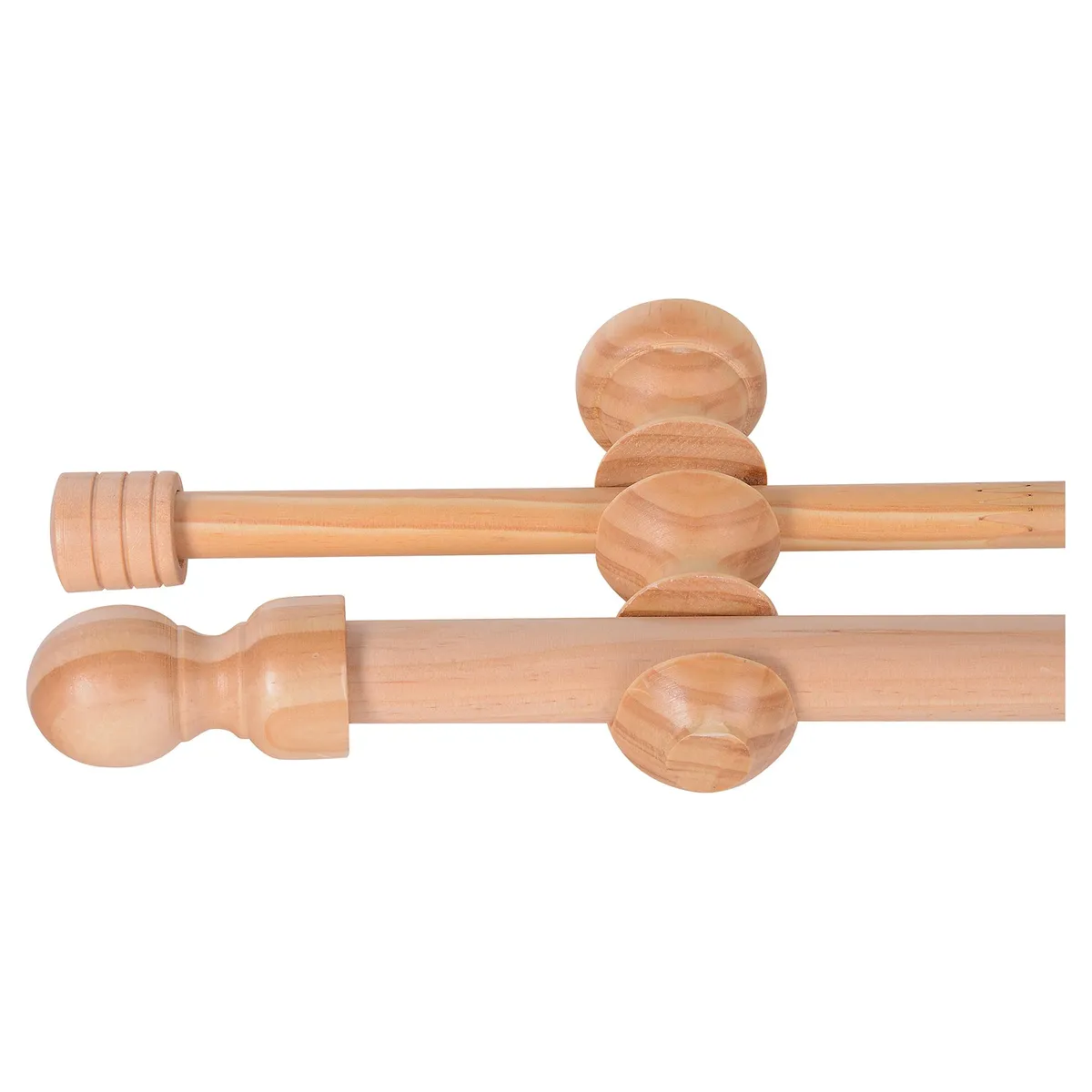 JUST HOME COLLECTION - Set de Barra Cortina Doble 28/19 mm 150 cm Madera Natural