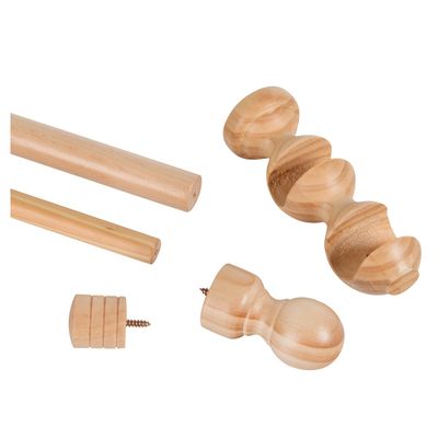 Imagen 2 del producto Set de Barra Cortina Doble 28/19 mm 150 cm Madera Natural