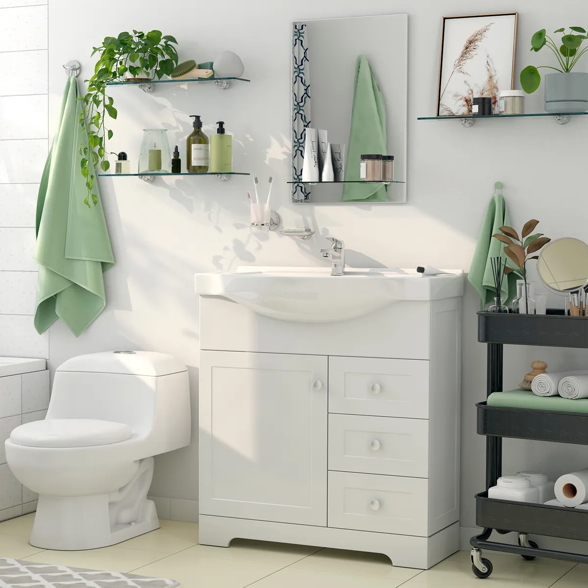 HOLZTEK - Cerámica 25x40 cm Cuadros Blanco 1.5 m2