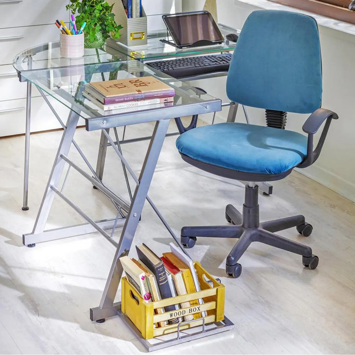 JUST HOME COLLECTION - Escritorio en L Esquinero Transparente 120x73x50 cm