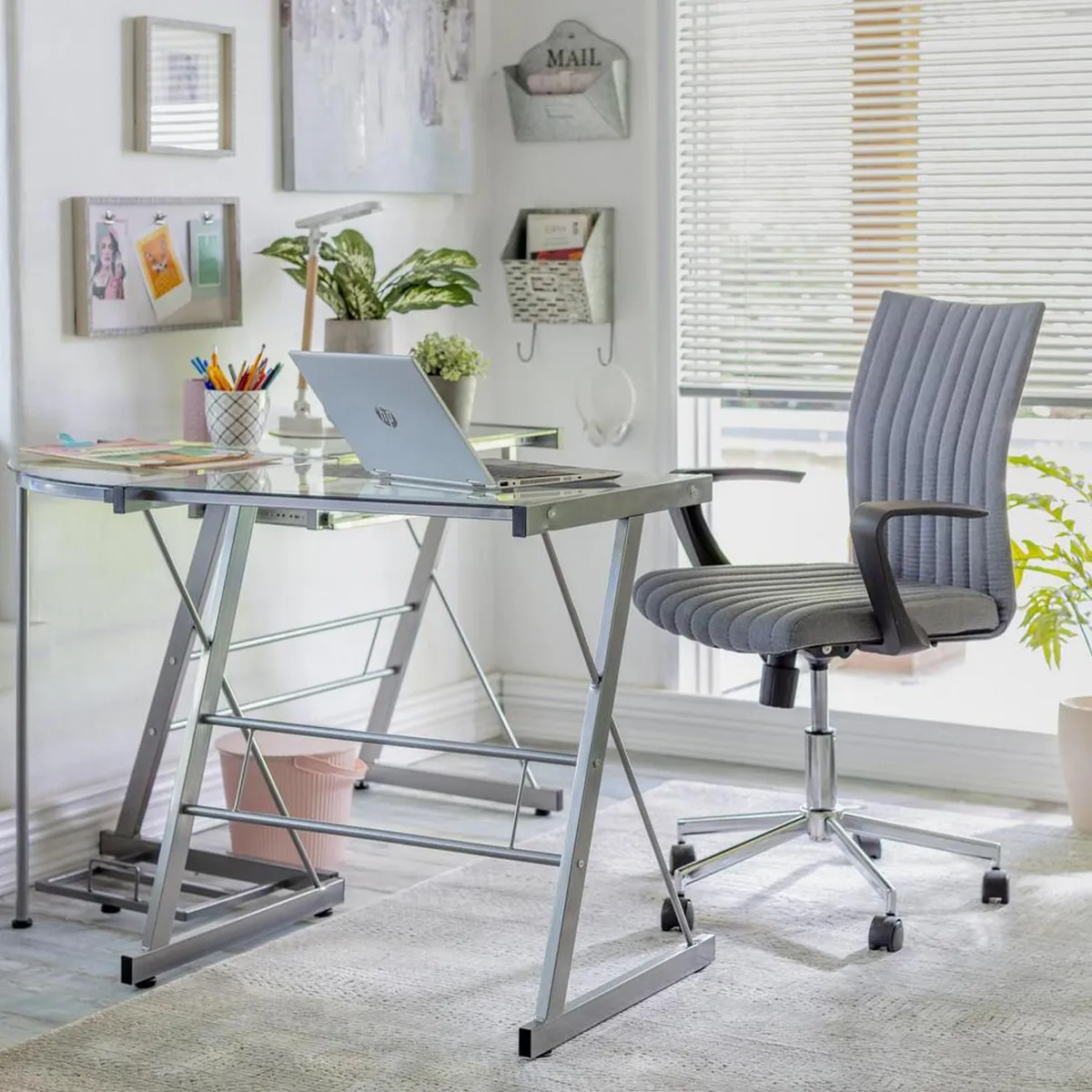 JUST HOME COLLECTION - Escritorio en L Esquinero Transparente 120x73x50 cm