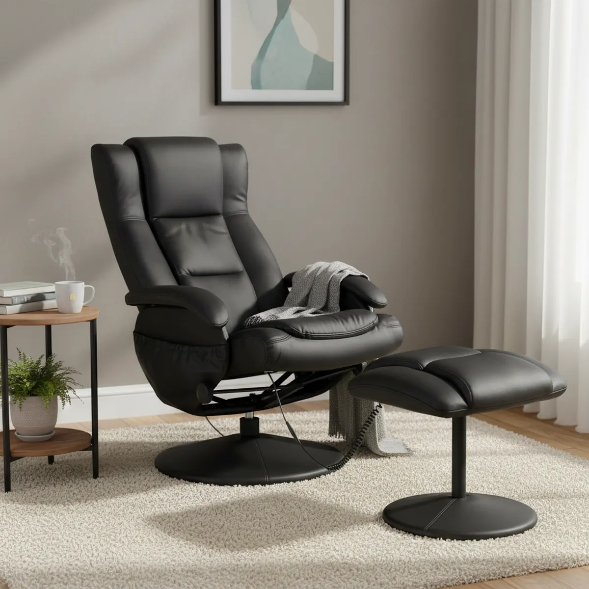 JUST HOME COLLECTION - Sillón massage + ottoman negro