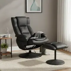JUST HOME COLLECTION - Sillón massage + ottoman negro