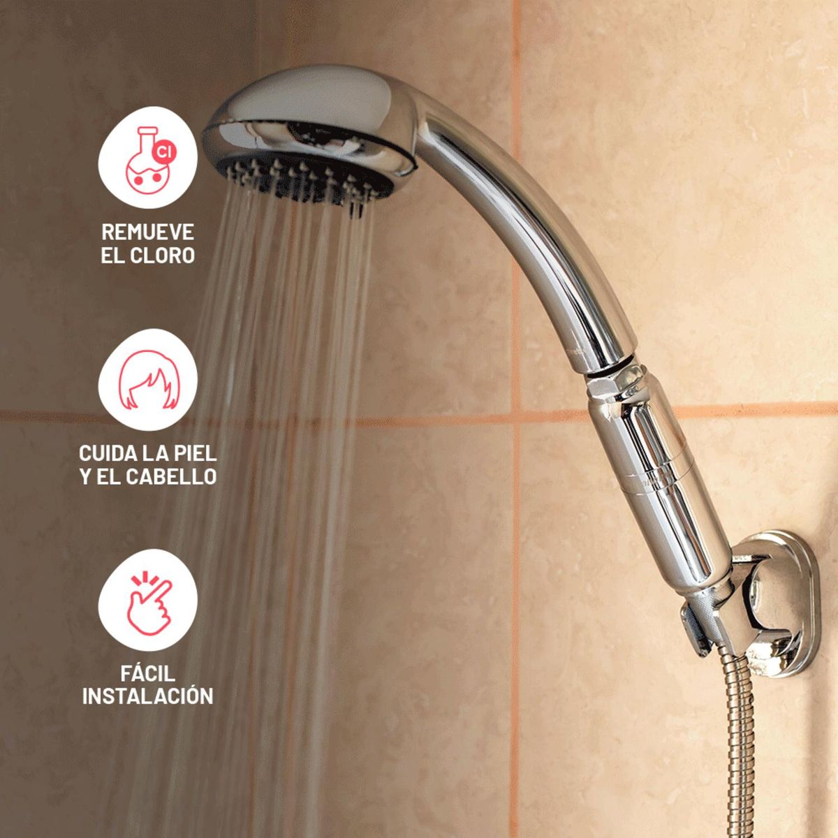 VIGAHOME - Filtro purificador de agua ducha desechable cromado