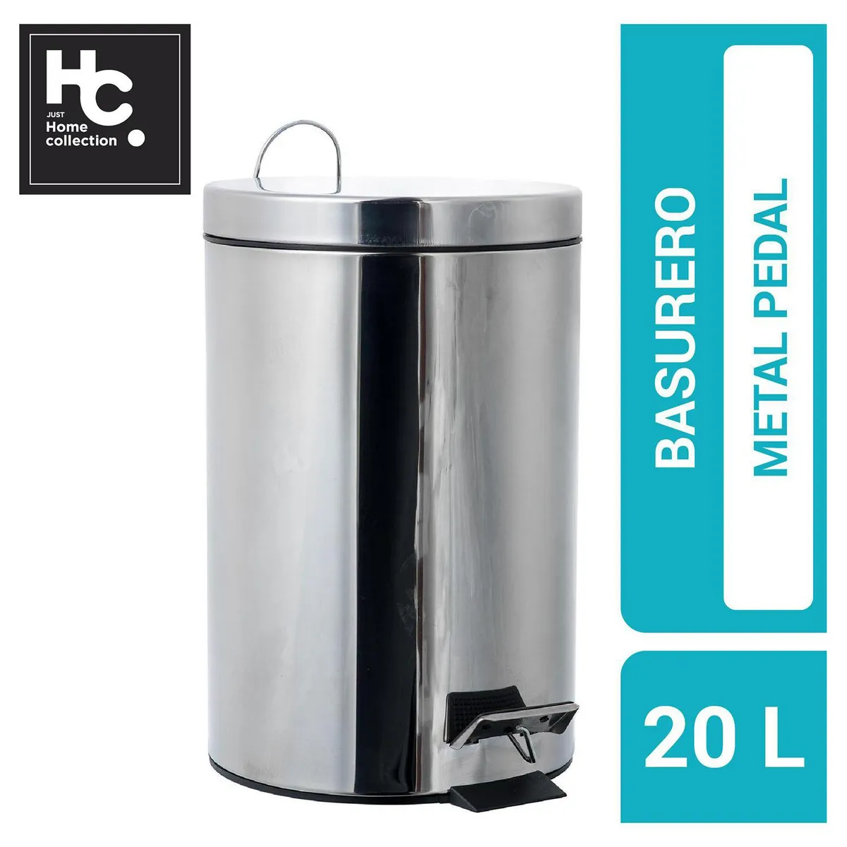 JUST HOME COLLECTION -  Papelero Redondo 20 Litros Metal Gris
