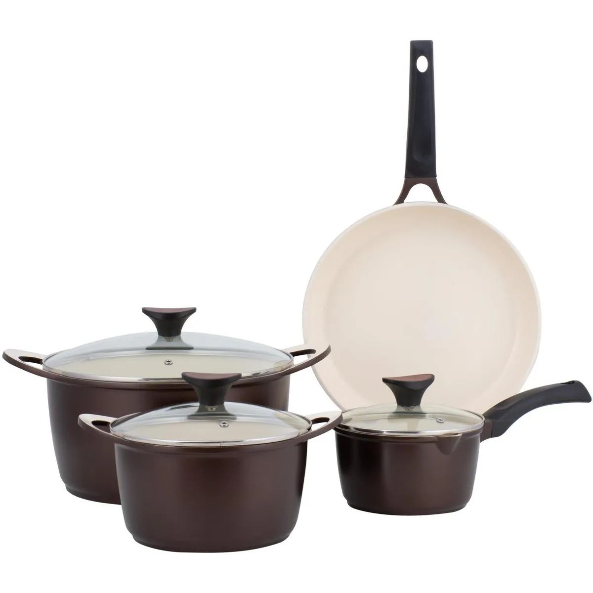 ILKO - Batería de Cocina 7 Piezas Profesional Café