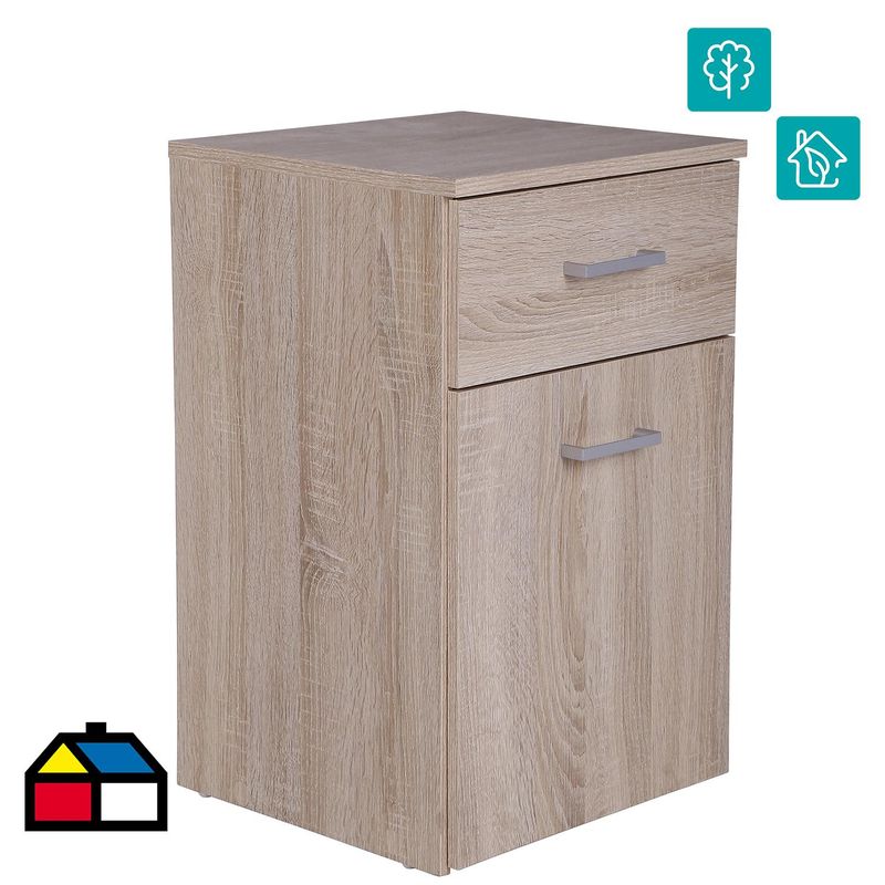 TVILUM - Velador 1 Puerta 2 Cajón(es) Space 38x60x36 cm Oak