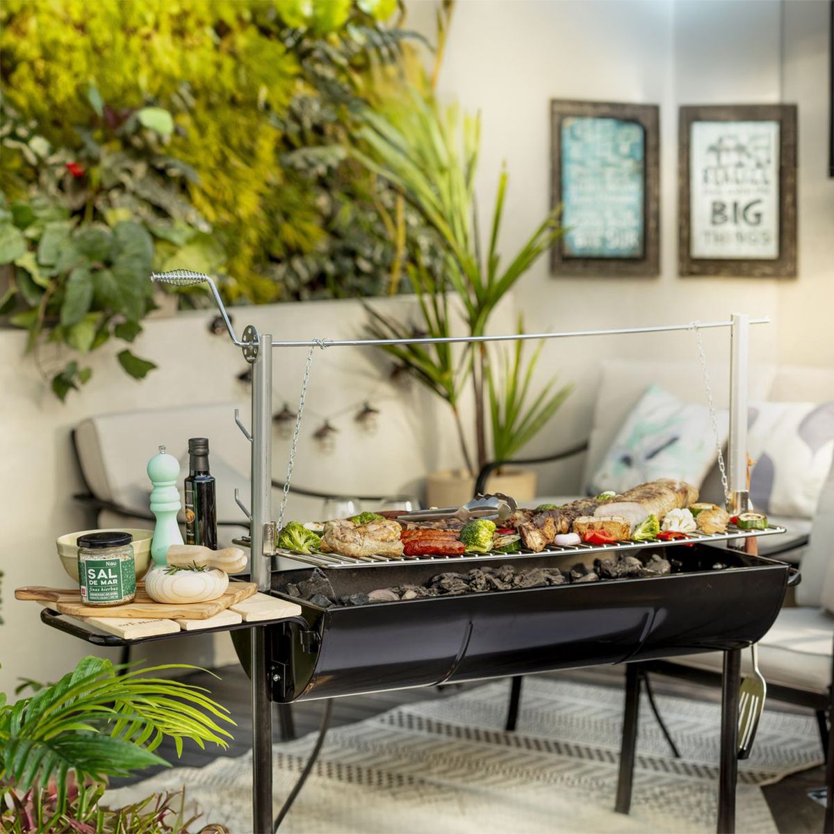 MR BEEF - Parrilla a Carbón con Roldana Metal