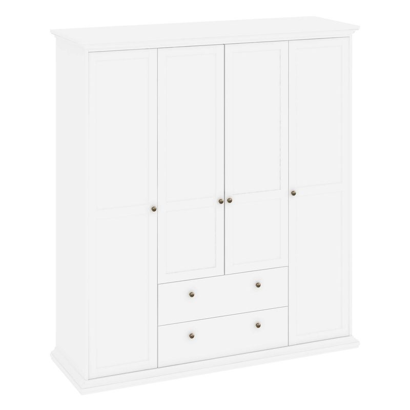 TVILUM - Clóset 4 Puerta(s) 2 Cajón(es) 8 Repisa(s) 181x200x60 cm Blanco