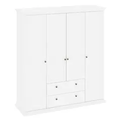 TVILUM - Clóset 4 Puerta(s) 2 Cajón(es) 8 Repisa(s) 181x200x60 cm Blanco