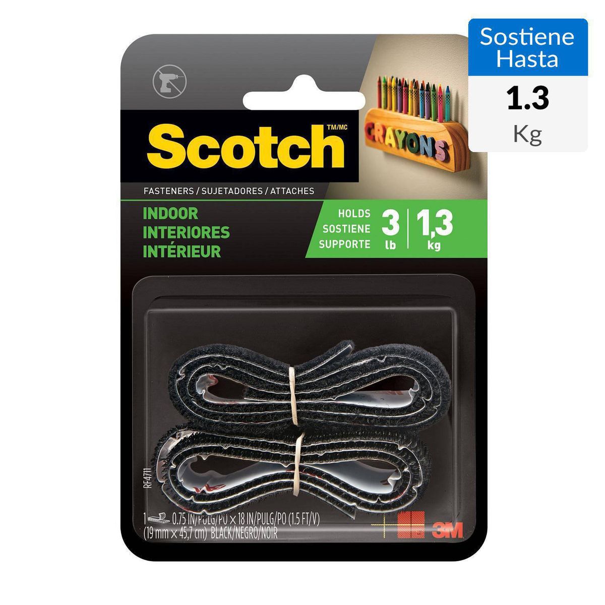 SCOTCH - Sujetadores Interiores 19 mm x 45,7 cm Negro