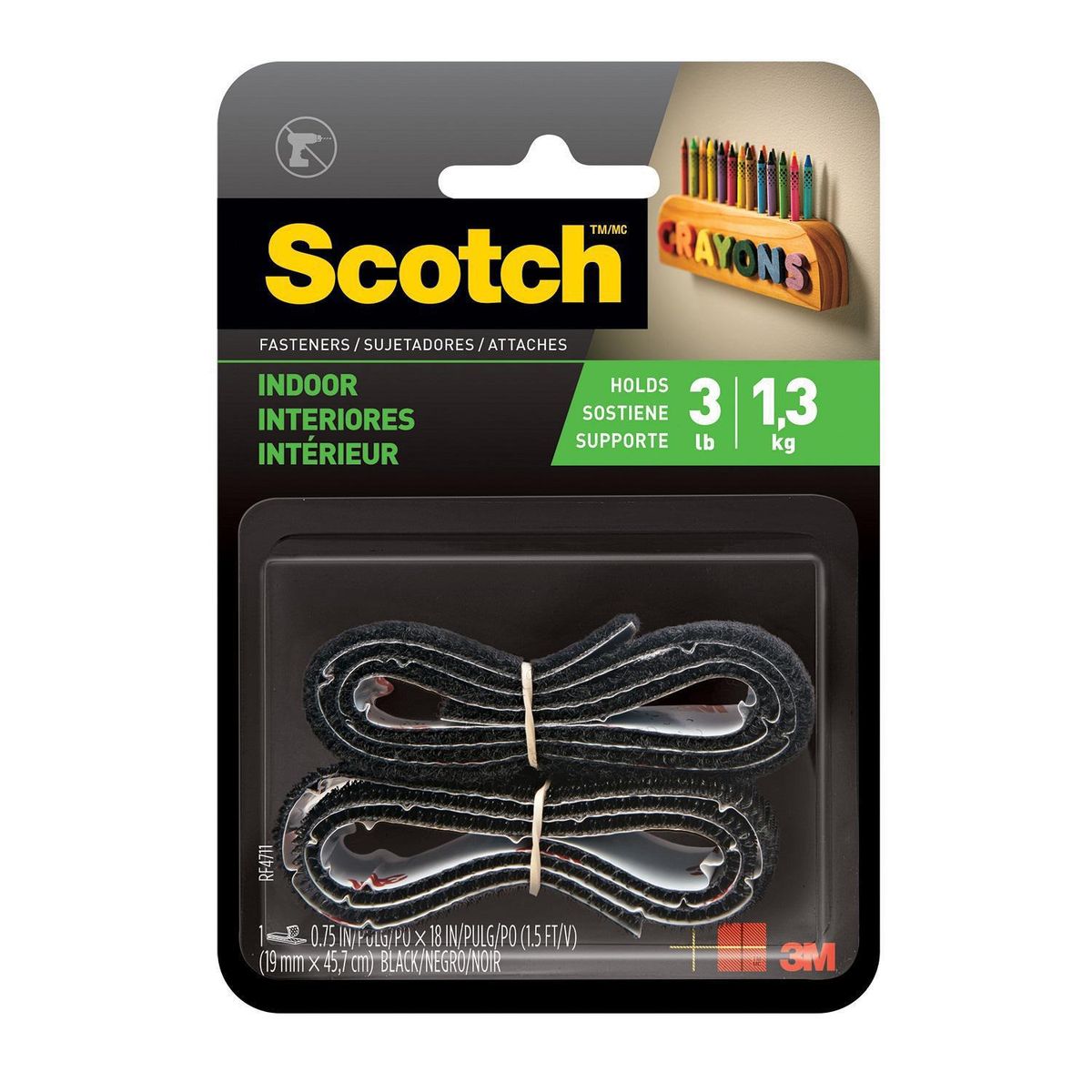 SCOTCH - Sujetadores Interiores 19 mm x 45,7 cm Negro