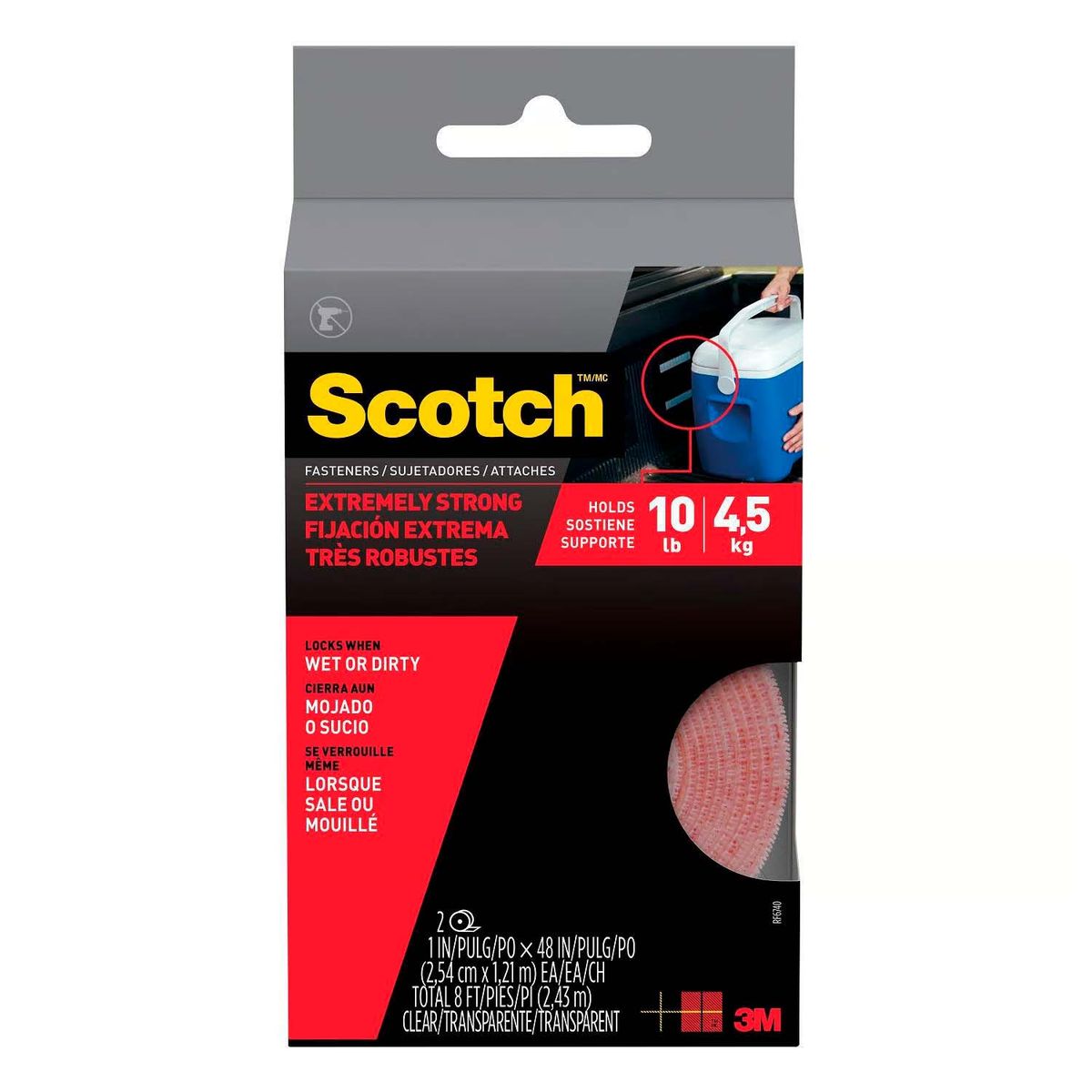 SCOTCH - Sujetadores Extra Fuerte 25.4 mm x 1.2 m Transparente