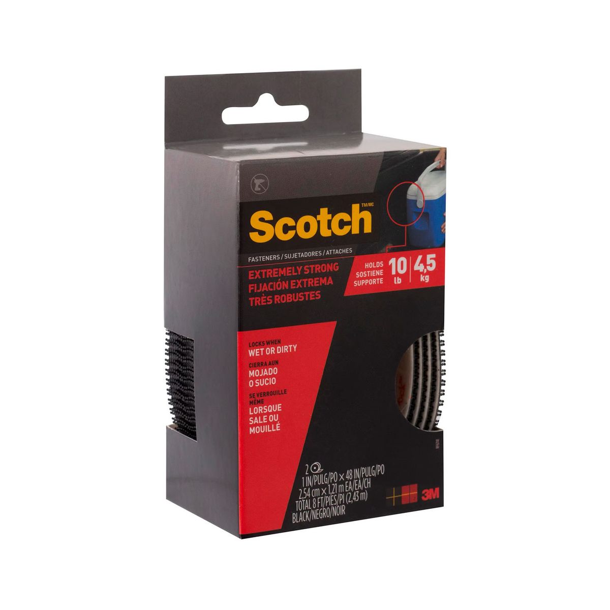 SCOTCH - Sujetadores de Fijación Extrema Negro 1" x 48" 2 unidades