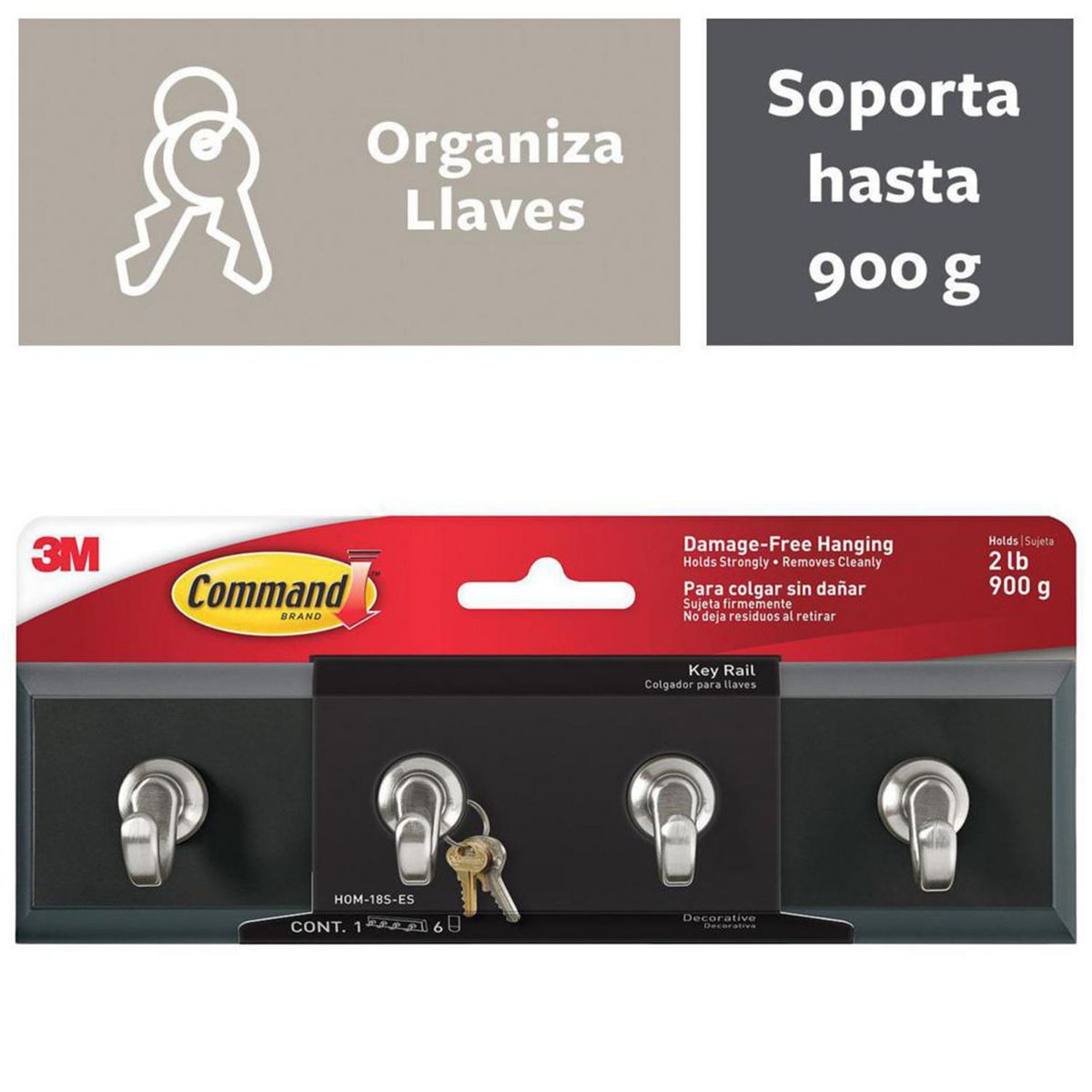 COMMAND - Colgador de Llaves Plástico Negro