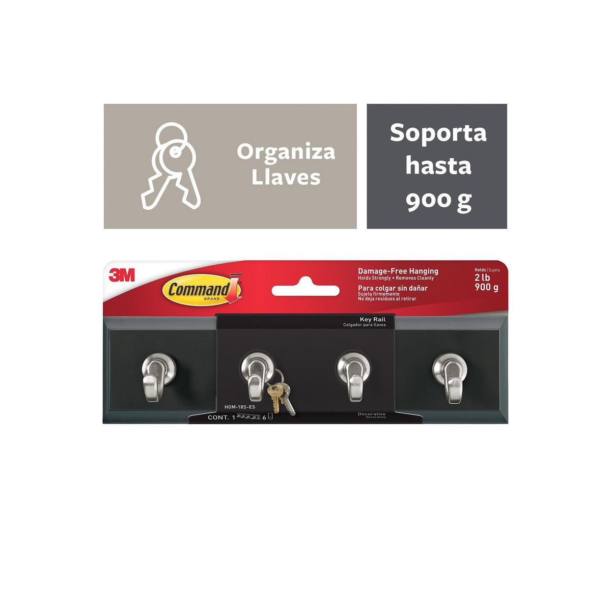 COMMAND - Colgador de Llaves Plástico Negro