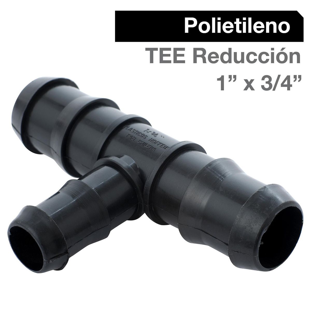 HOFFENS - Tee Reducción Polietileno 1" x 3/4" Negro 1u