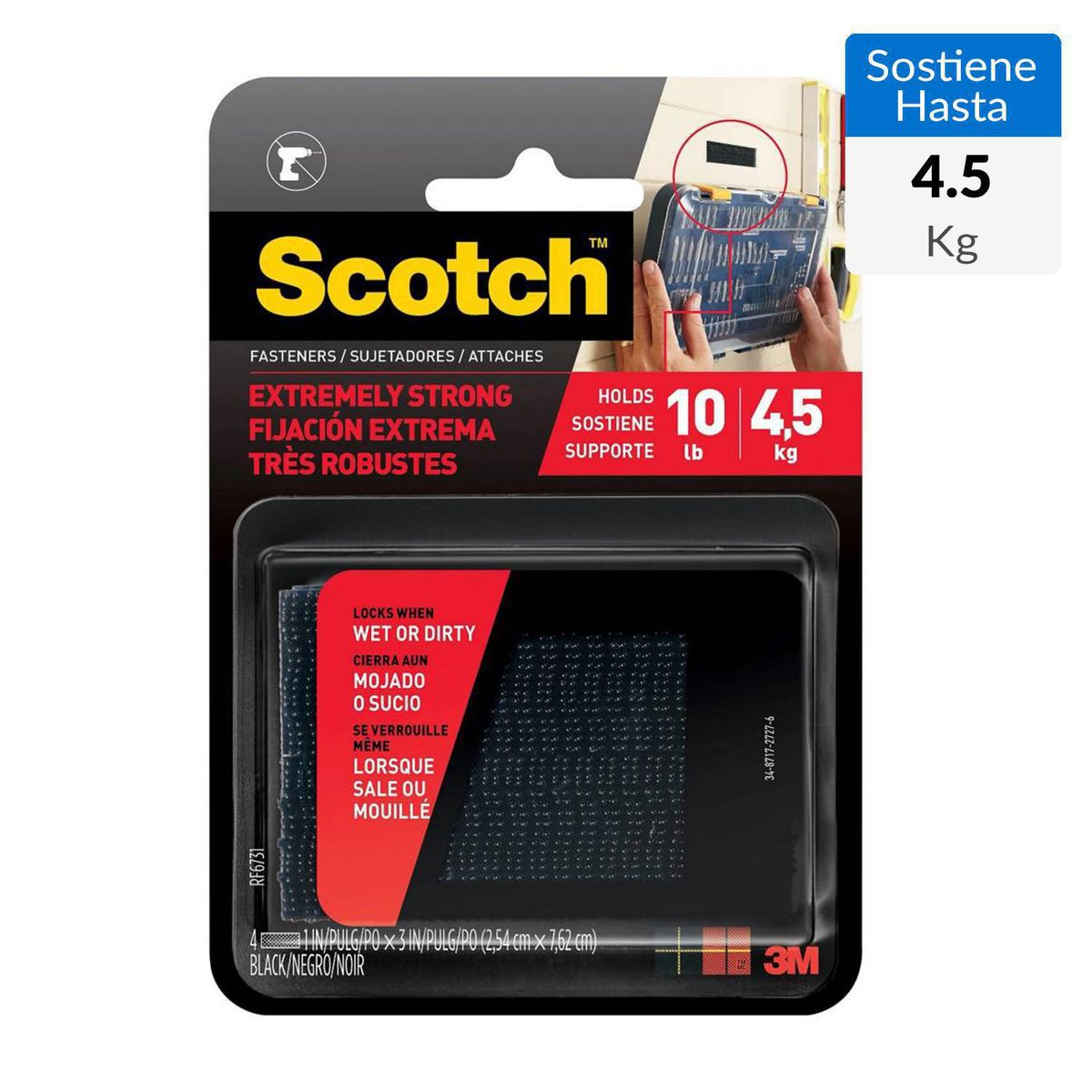 SCOTCH - Sujetadores Extra Fuerte 25.4 mm x 76.2 mm Negro