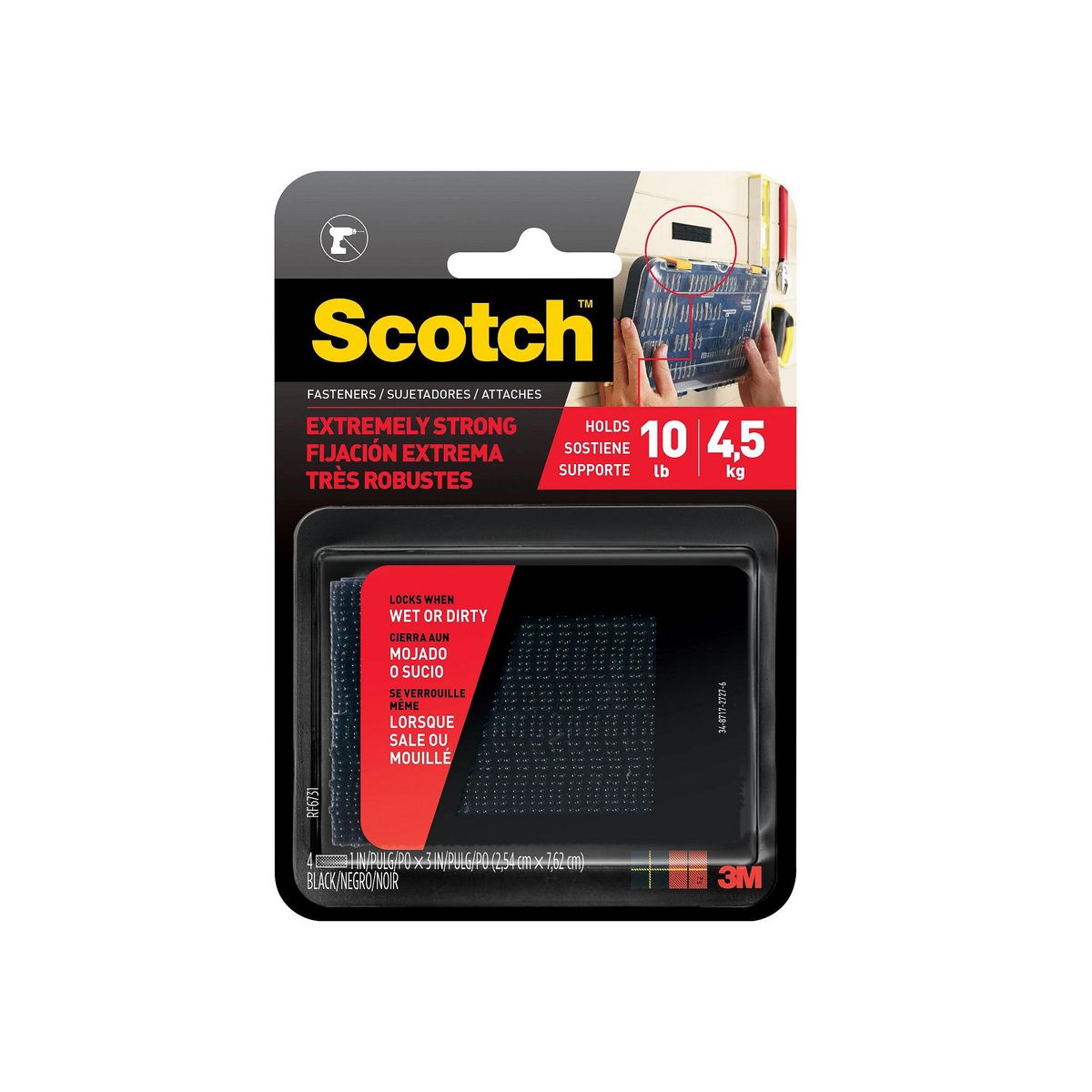 SCOTCH - Sujetadores Extra Fuerte 25.4 mm x 76.2 mm Negro