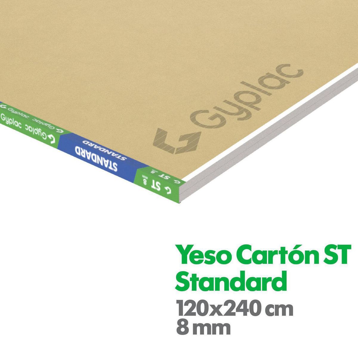 GYPLAC - Yeso Cartón Borde Rebajado 8 mm 120x240 cm Blanco
