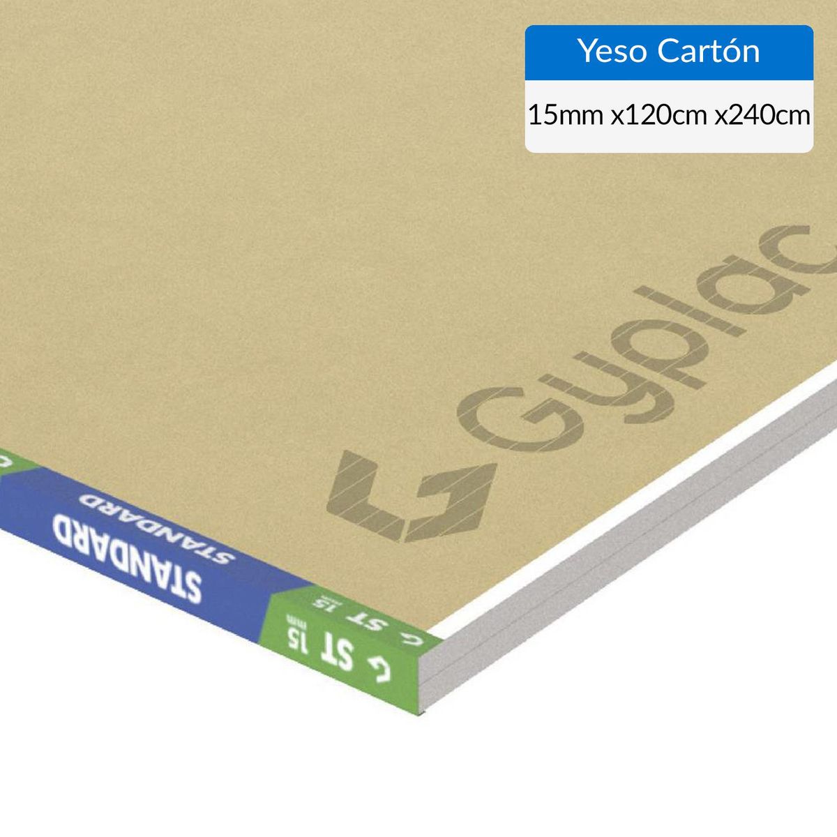 GYPLAC - Yeso Cartón Standard Borde Rebajado 15 mm 120x240 cm Blanco