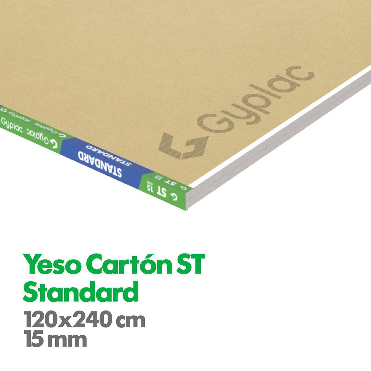 GYPLAC - Yeso Cartón Standard Borde Rebajado 15 mm 120x240 cm Blanco