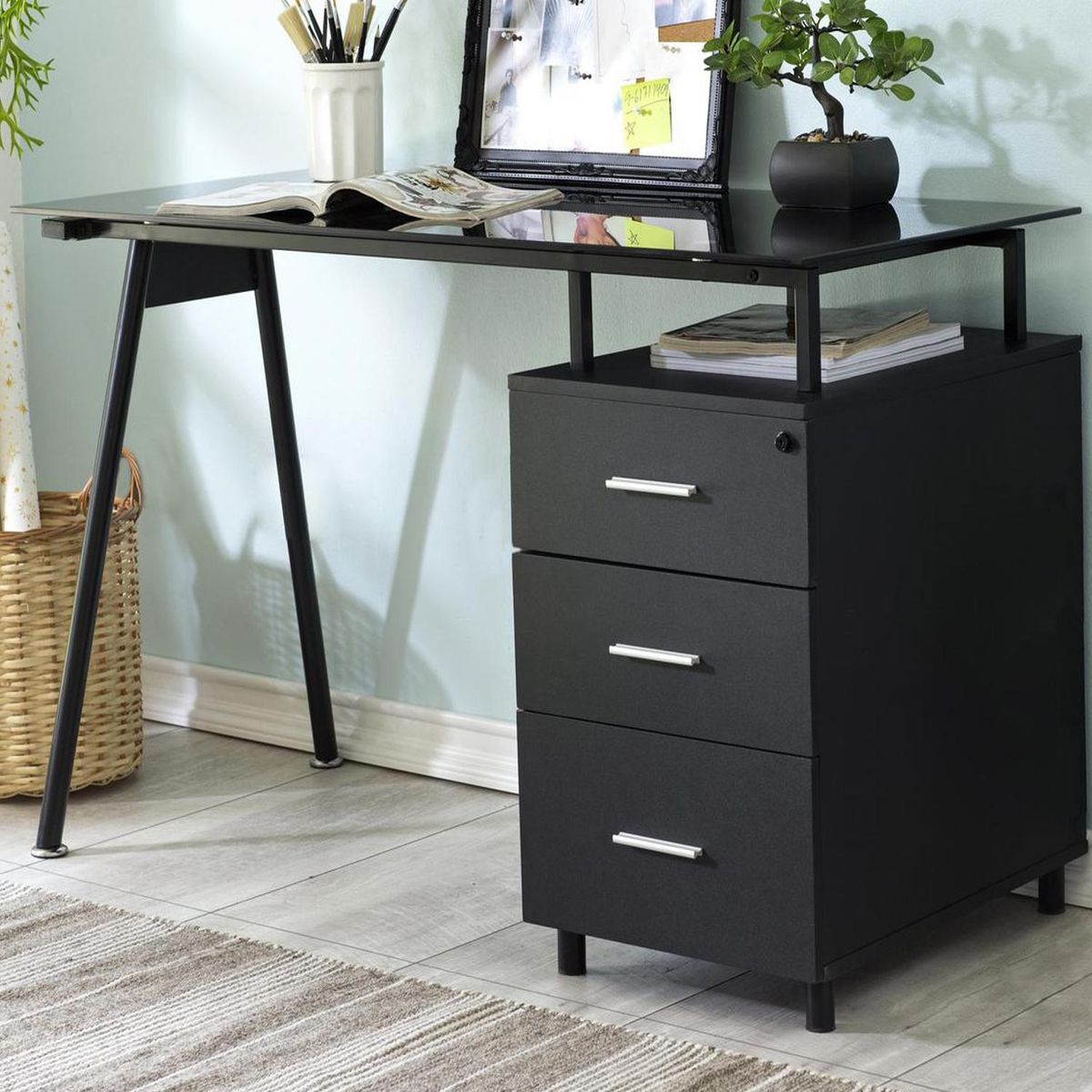 JUST HOME COLLECTION - Escritorio Tripoli Negro 120x76x60 cm