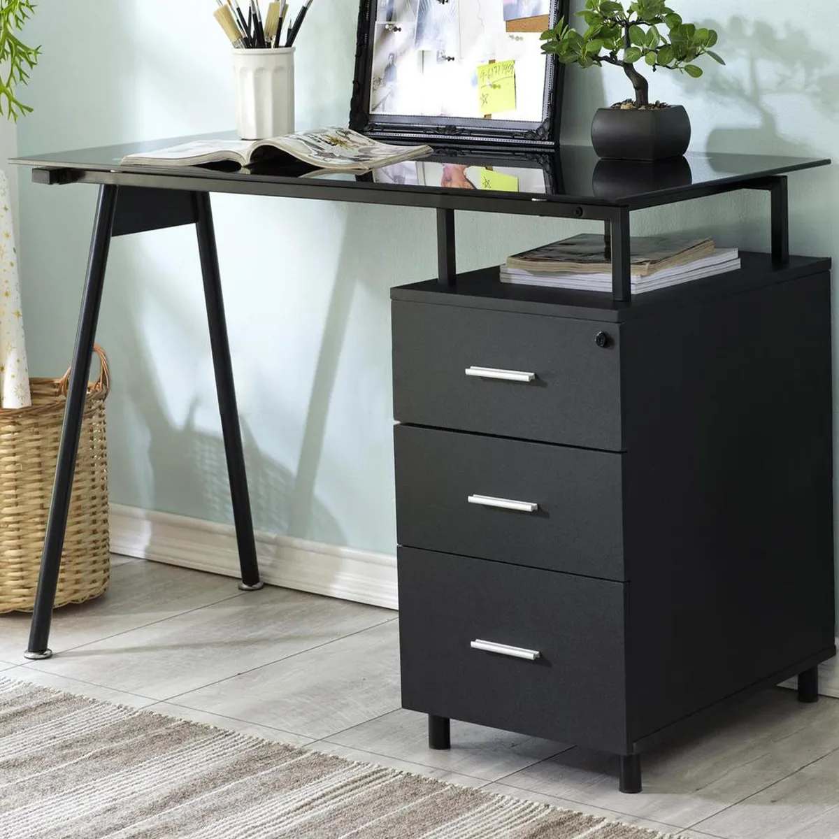 JUST HOME COLLECTION - Escritorio Tripoli Negro 120x76x60 cm