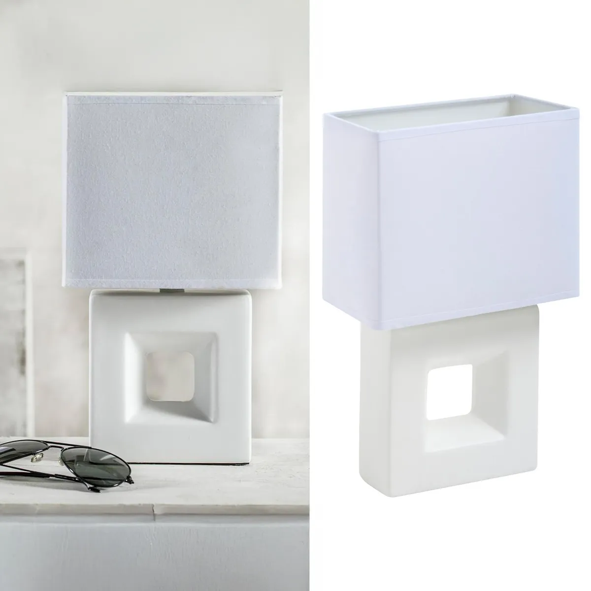 CASA BONITA - Lámpara Mesa Cerámica Quad Blanco 11x29 cm