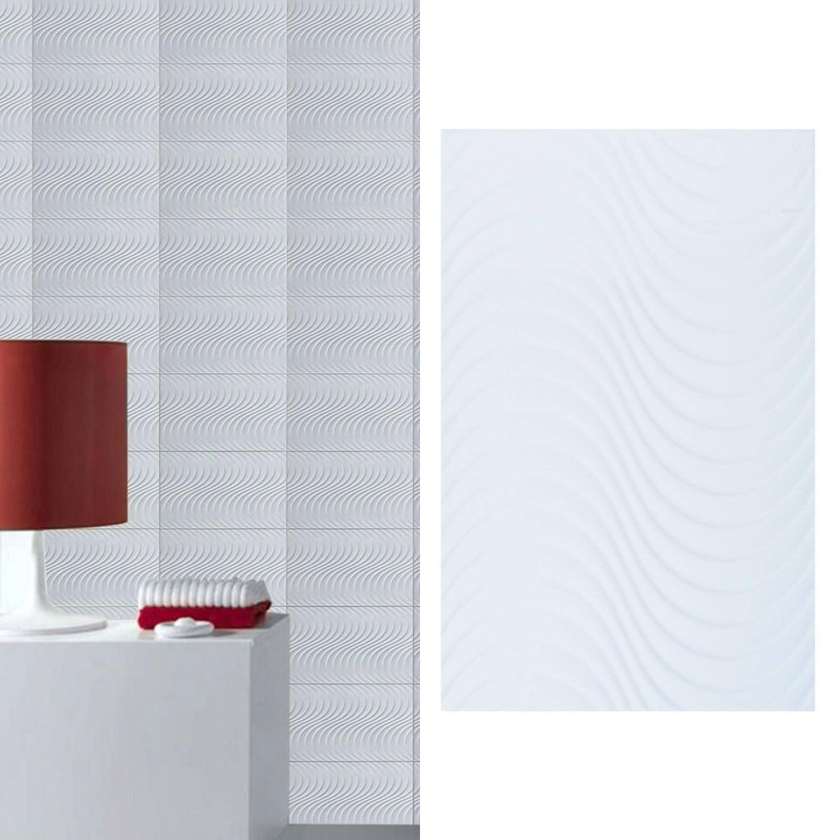 HOLZTEK - Cerámica 25x40 cm Muro Olas Blanco. 1.5 m2
