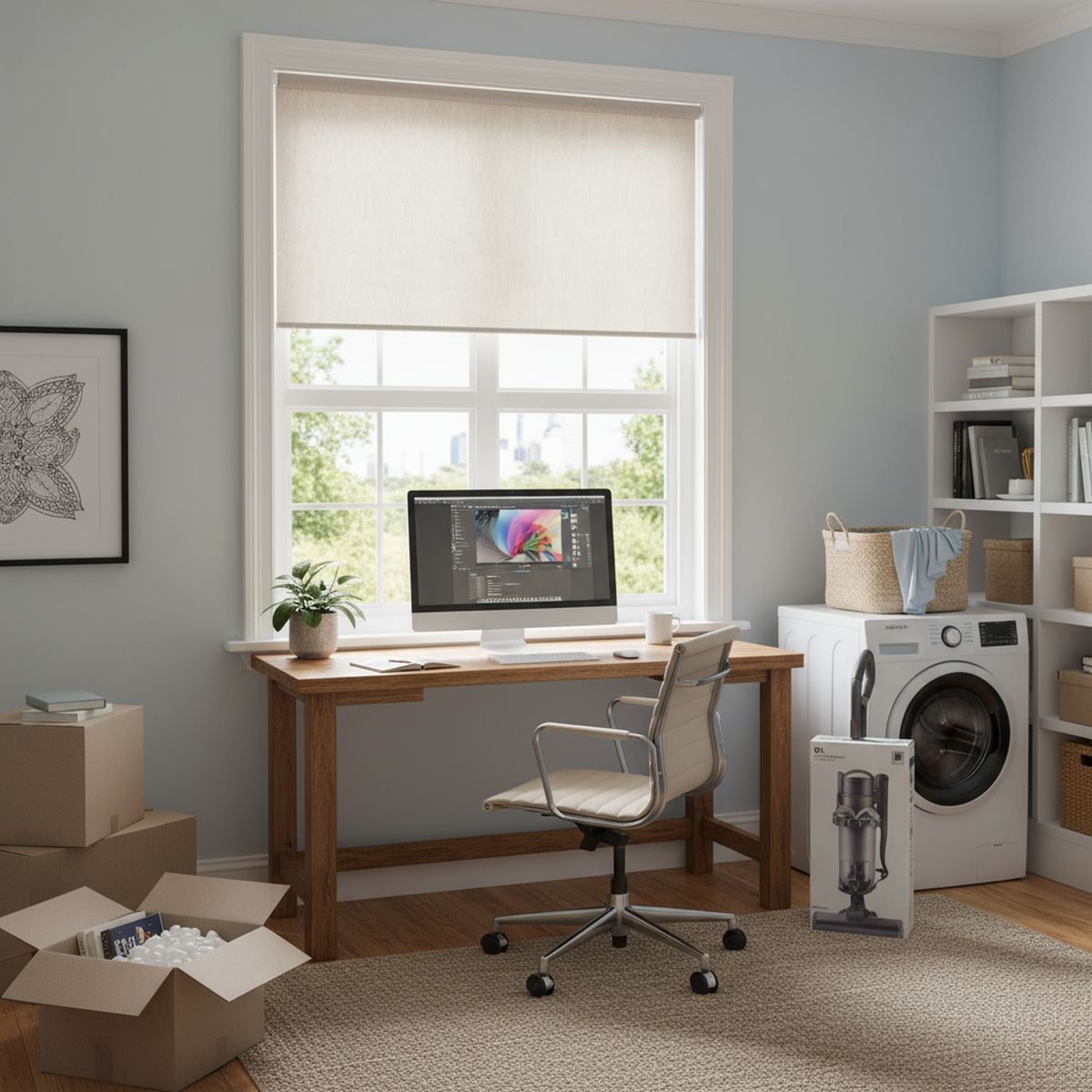 JUST HOME COLLECTION - Cortina Roller Black Out Texturada Beige