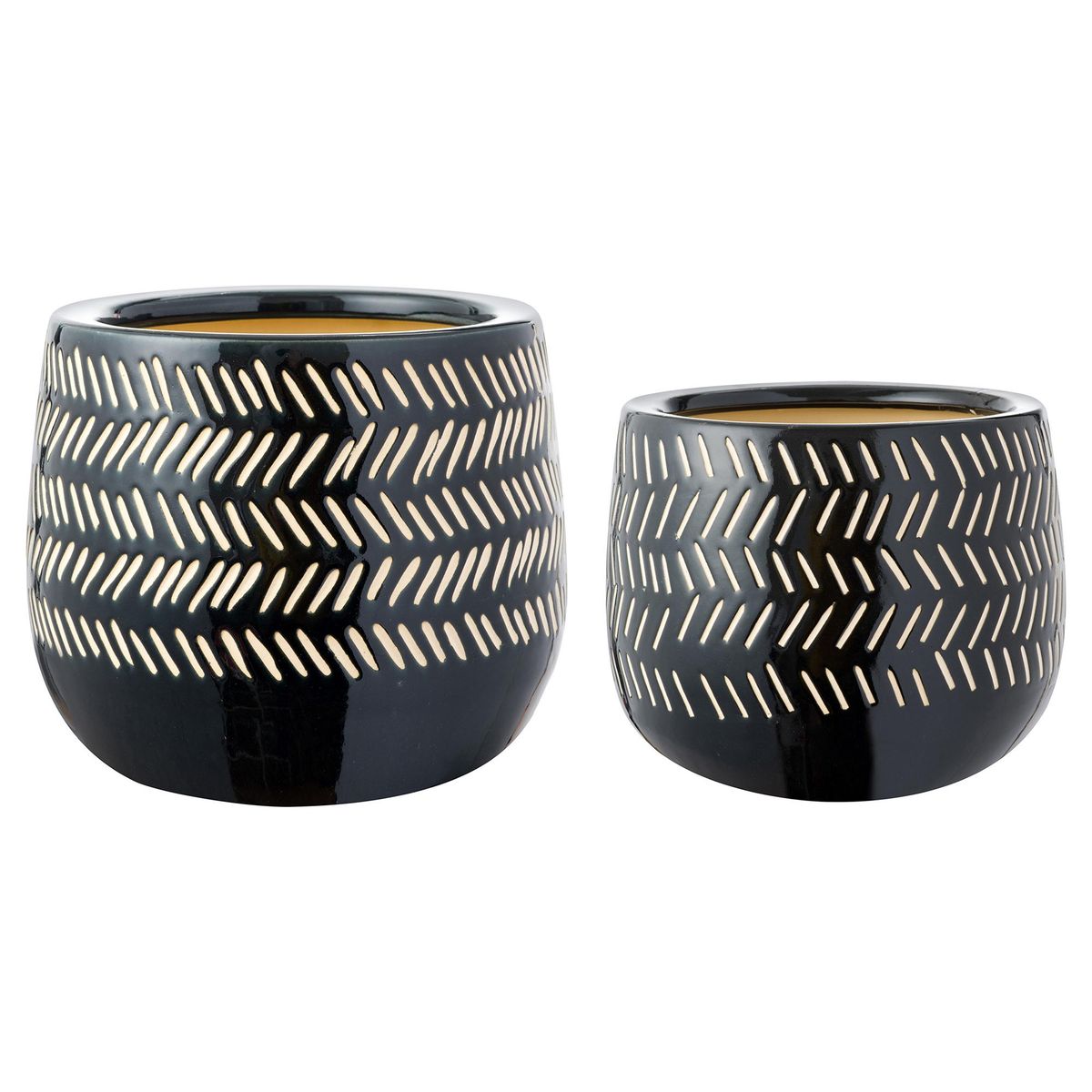 JUST HOME COLLECTION - Set 2 Maceteros de Cerámica Himba Negro