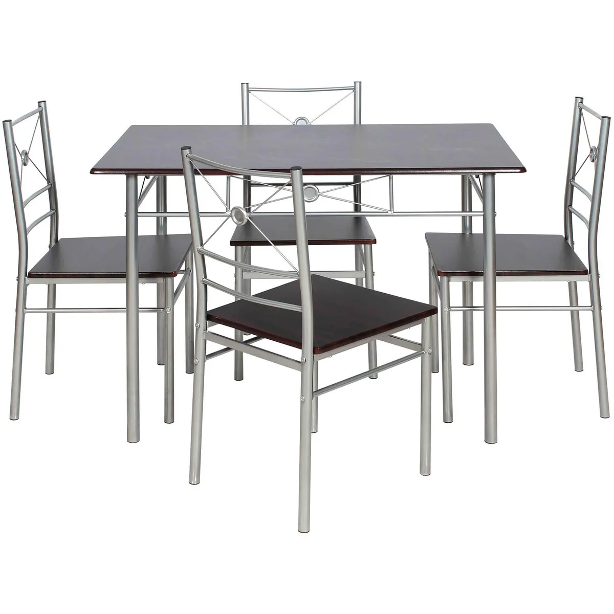 CASA BONITA - Juego de Comedor Tubo 4 Sillas Mesa Rectangular 70x76x110 cm Wengue
