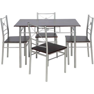 Imagen 2 del producto Juego de Comedor Tubo 4 Sillas Mesa Rectangular 70x76x110 cm Wengue