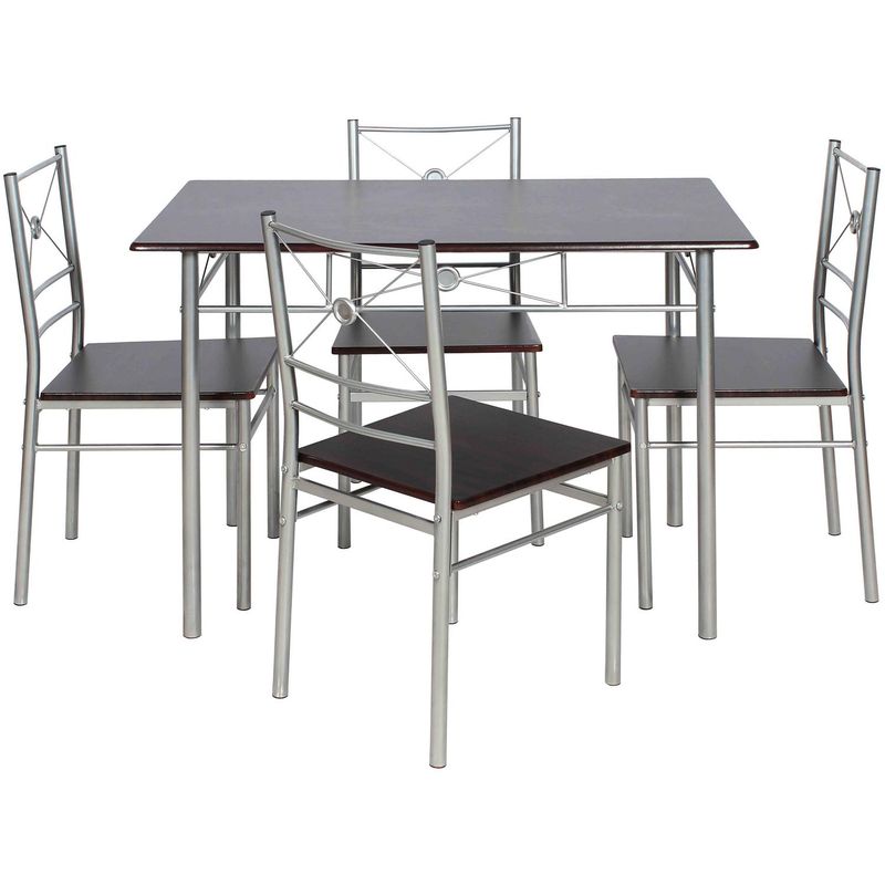 CASA BONITA - Juego de Comedor JX-18A210 WEG 4 Sillas Mesa Rectangular 70x76x110 cm Wengue
