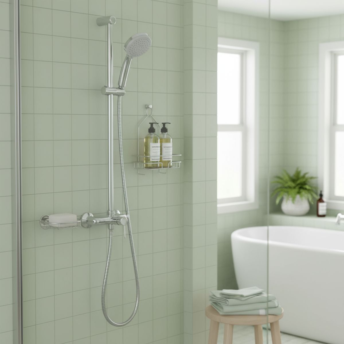 SENSI DACQUA - Juego de ducha con flexible plástico cromo