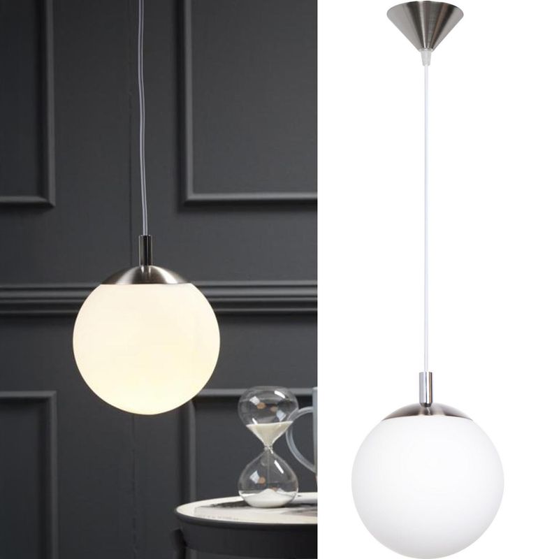 CASA BONITA - Lámpara Colgante Vidrio Rondo Vidrio Blanco 20 cm