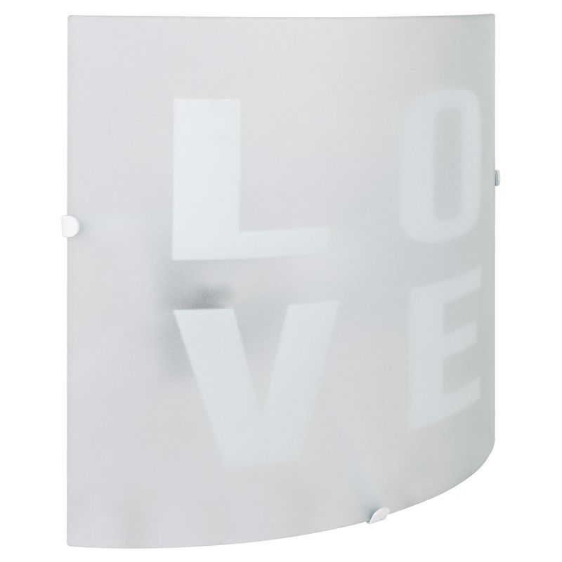 BP ILUMINACION - Apliqué Love metal y vidrio blanco y gris