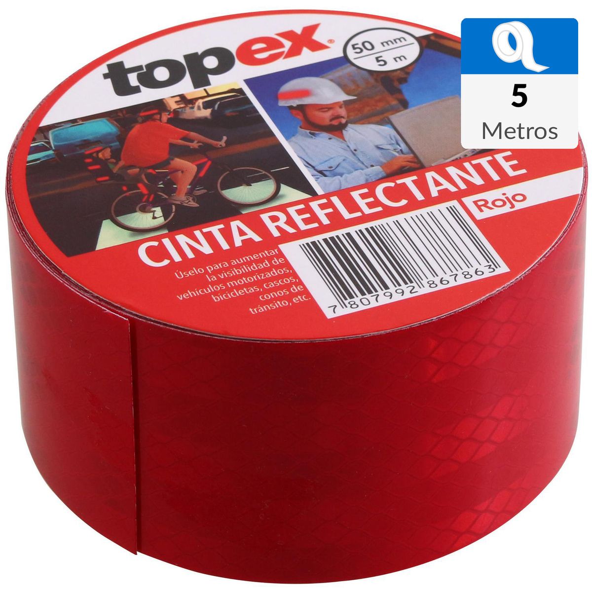 TOPEX - Cinta reflectante 5 m roja