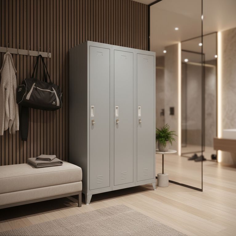 Locker con Portacandado 3 Puerta(s) 3 Repisa(s) 50x166x83 cm Gris