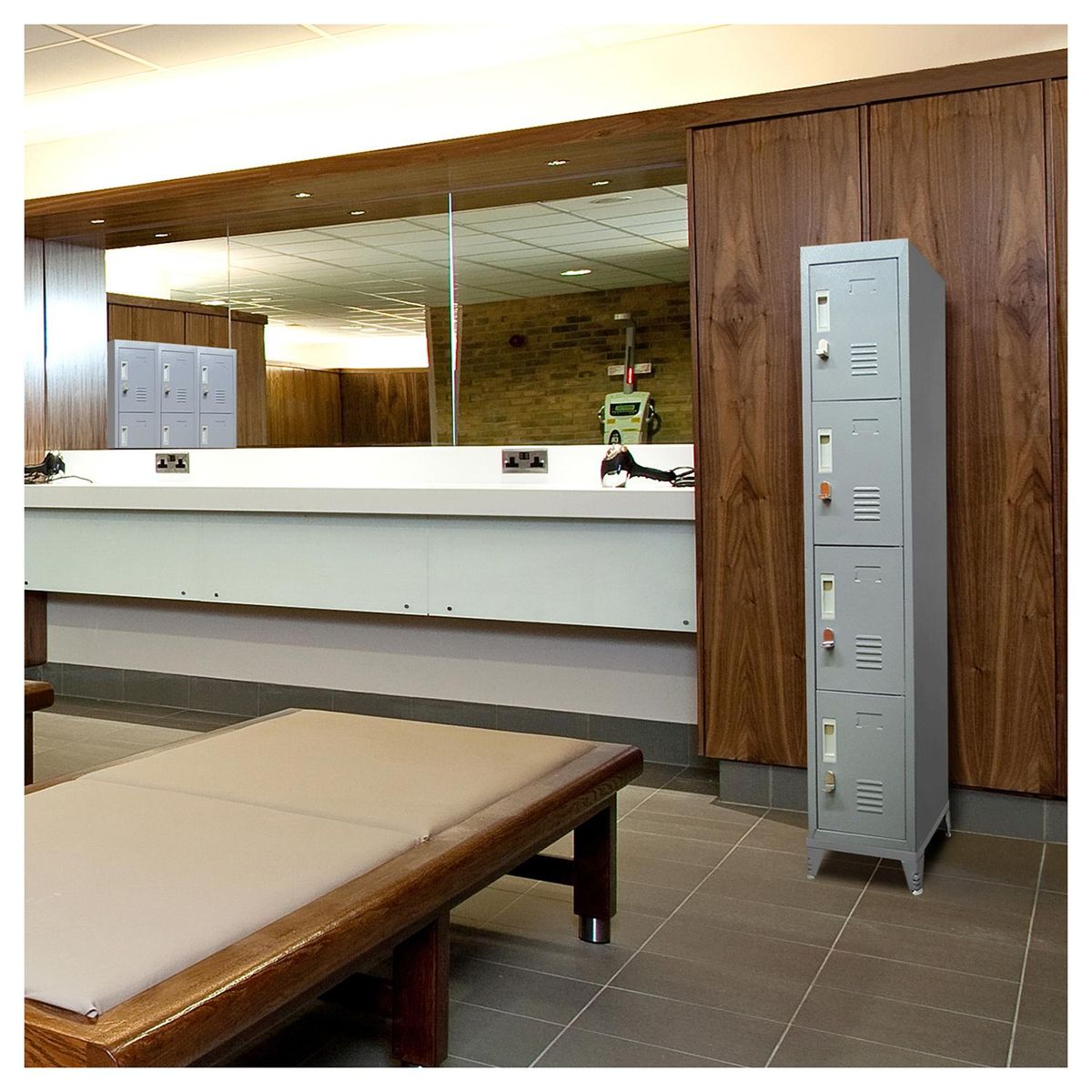 MALETEK - Locker con Portacandado 4 Puerta(s) 50x166x29 cm Gris